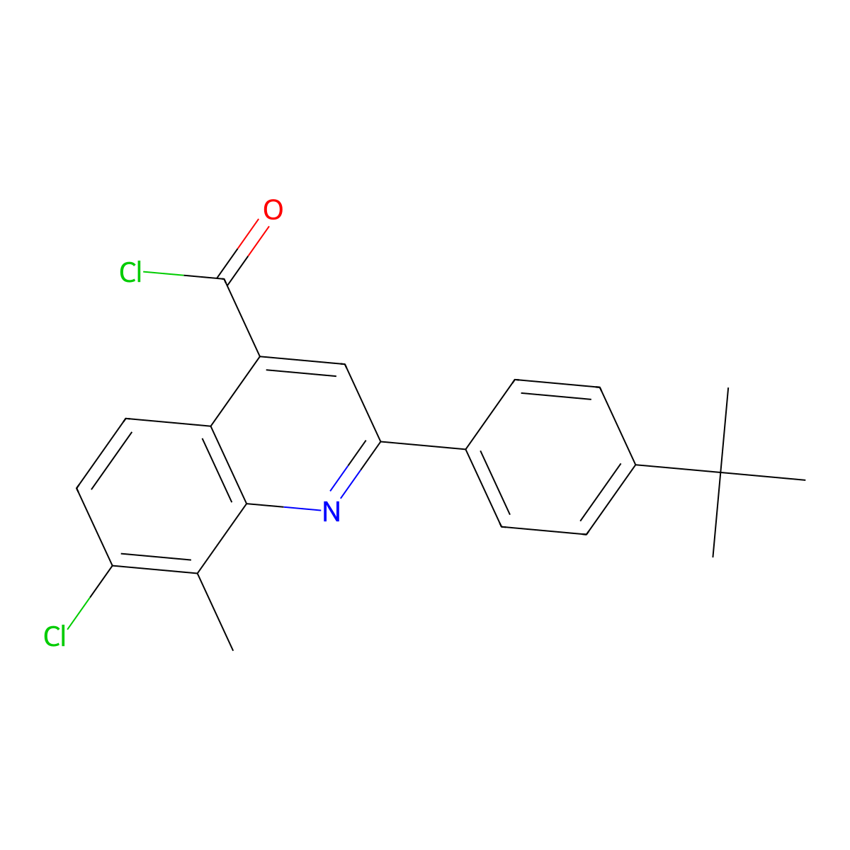 2-(4-Tert-butylphenyl)-7-chloro-8-methylquinoline-4-carbonyl chloride molecular structure, CAS 1160256-17-6
