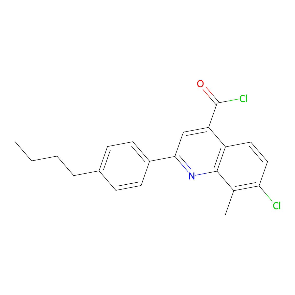 2-(4-Butylphenyl)-7-chloro-8-methylquinoline-4-carbonyl chloride molecular structure, CAS 1160256-30-3