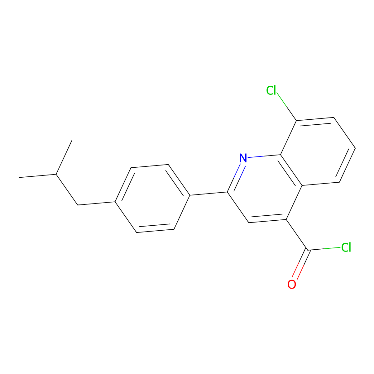 8-Chloro-2-(4-isobutylphenyl)quinoline-4-carbonyl chloride molecular structure, CAS 1160256-33-6