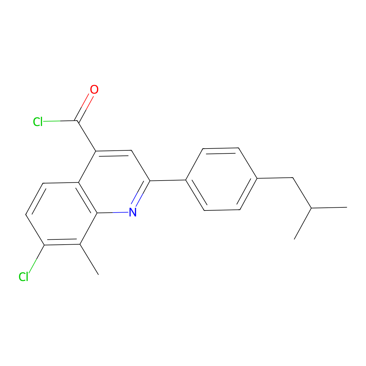 7-Chloro-2-(4-isobutylphenyl)-8-methylquinoline-4-carbonyl chloride molecular structure, CAS 1160256-36-9
