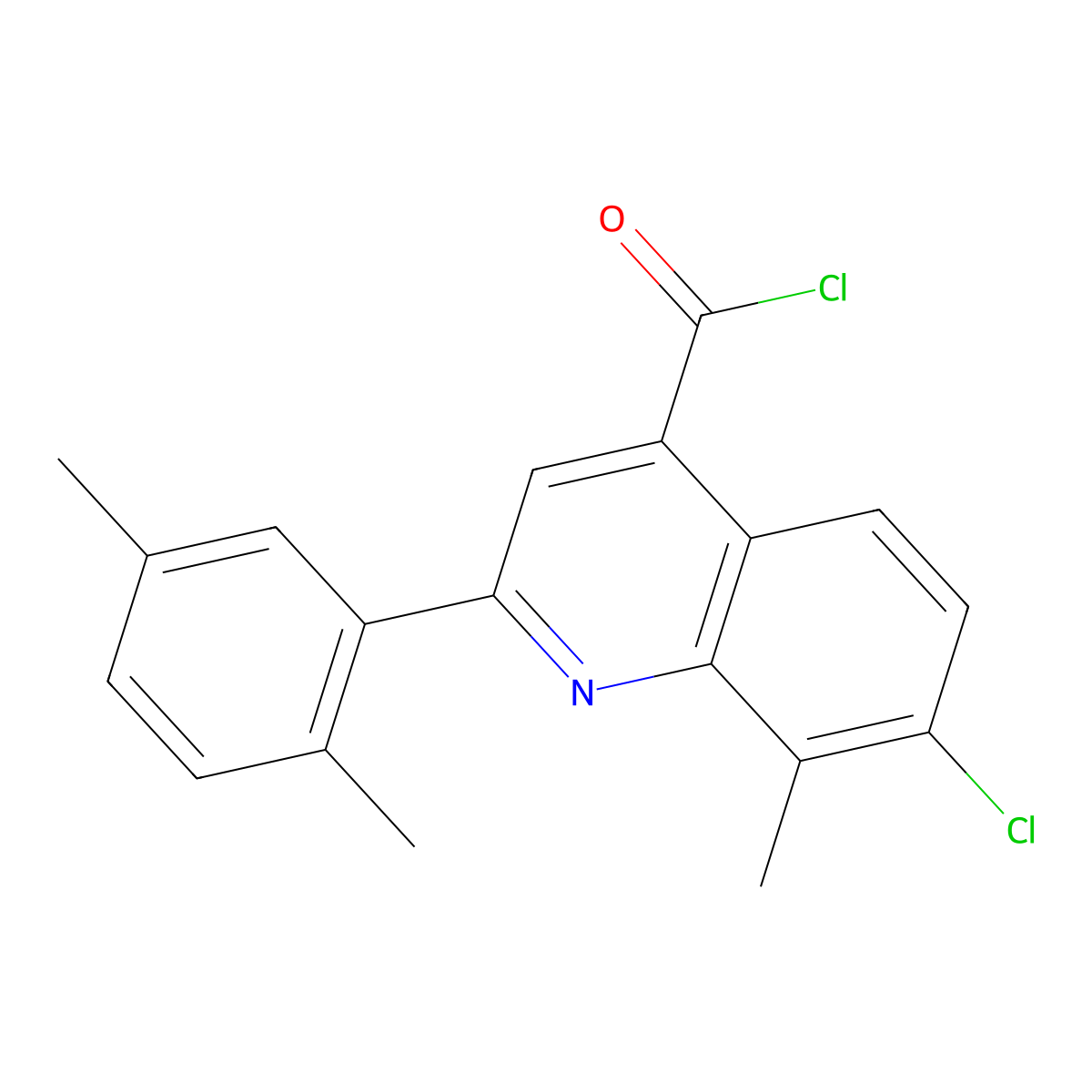 7-Chloro-2-(2,5-dimethylphenyl)-8-methylquinoline-4-carbonyl chloride molecular structure, CAS 1160256-44-9