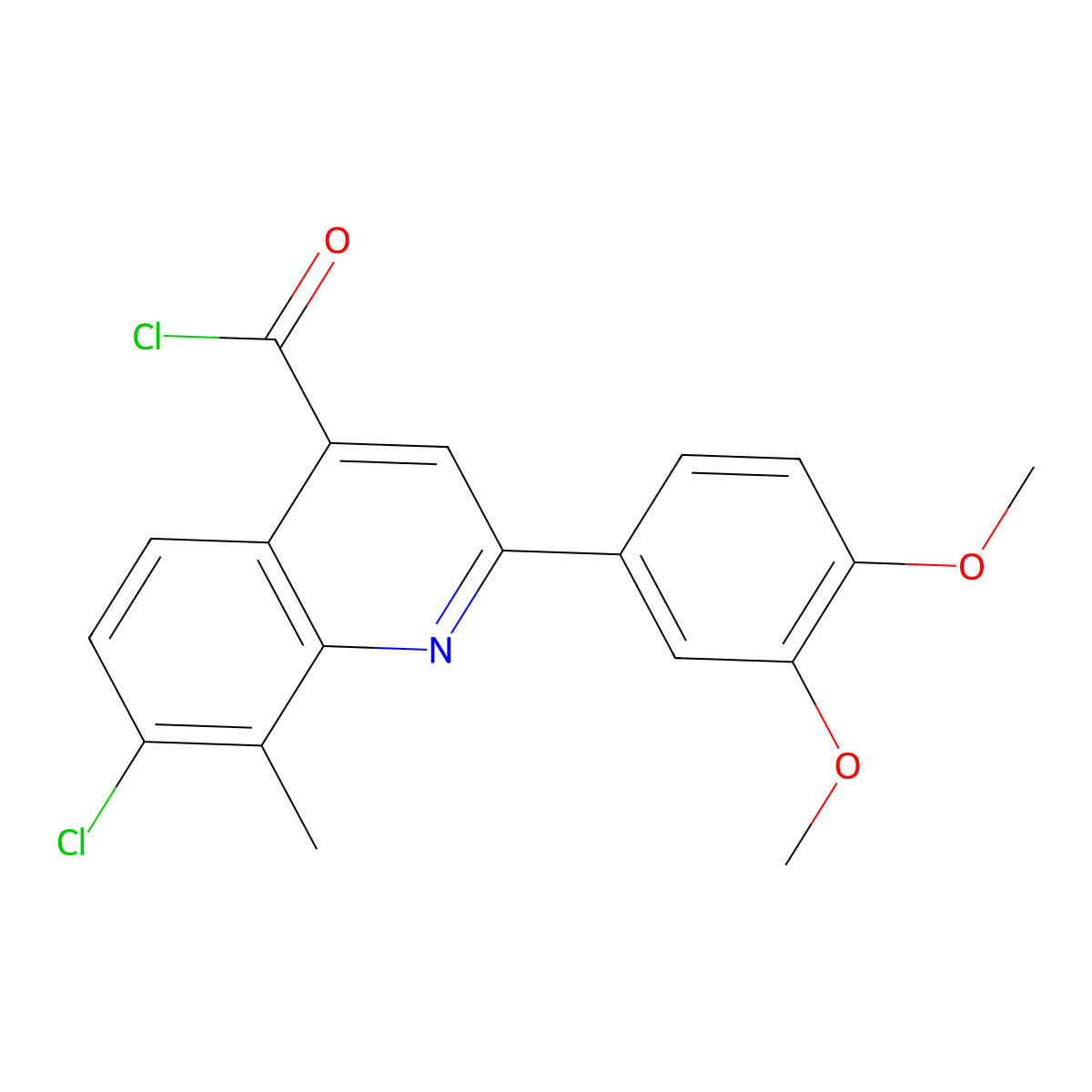 7-Chloro-2-(3,4-dimethoxyphenyl)-8-methylquinoline-4-carbonyl chloride molecular structure, CAS 1160256-52-9