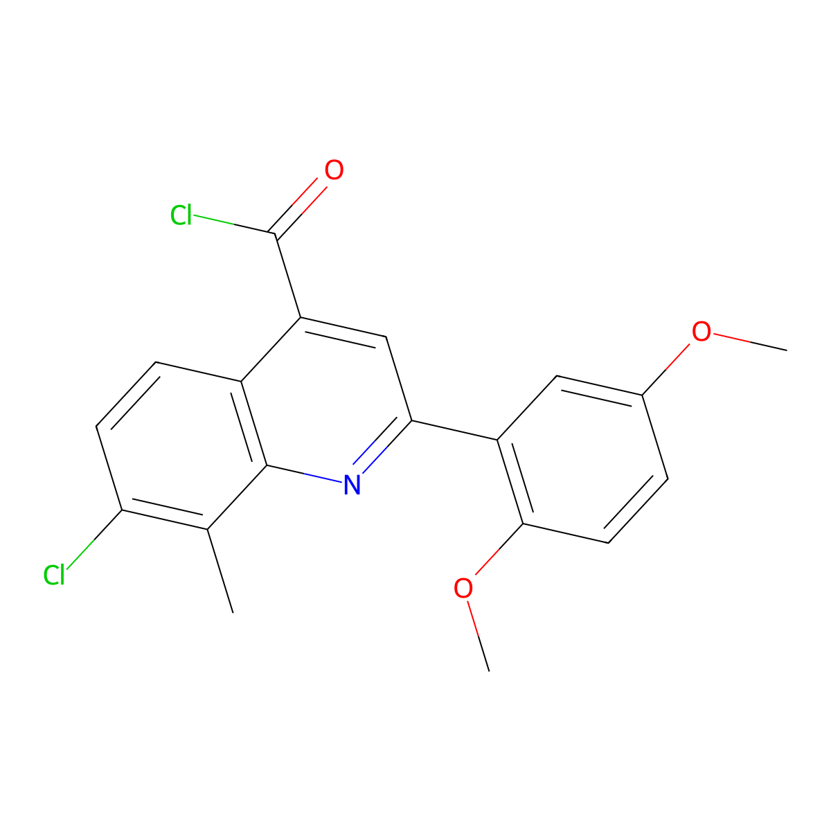 7-Chloro-2-(2,5-dimethoxyphenyl)-8-methylquinoline-4-carbonyl chloride molecular structure, CAS 1160256-57-4