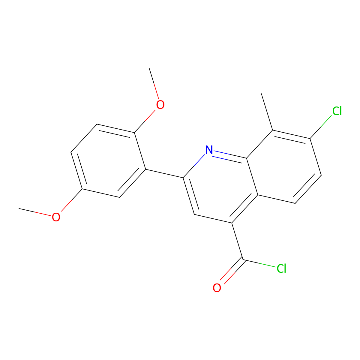 7-Chloro-2-(2,5-dimethoxyphenyl)-8-methylquinoline-4-carbonyl chloride molecular structure, CAS 1160256-57-4