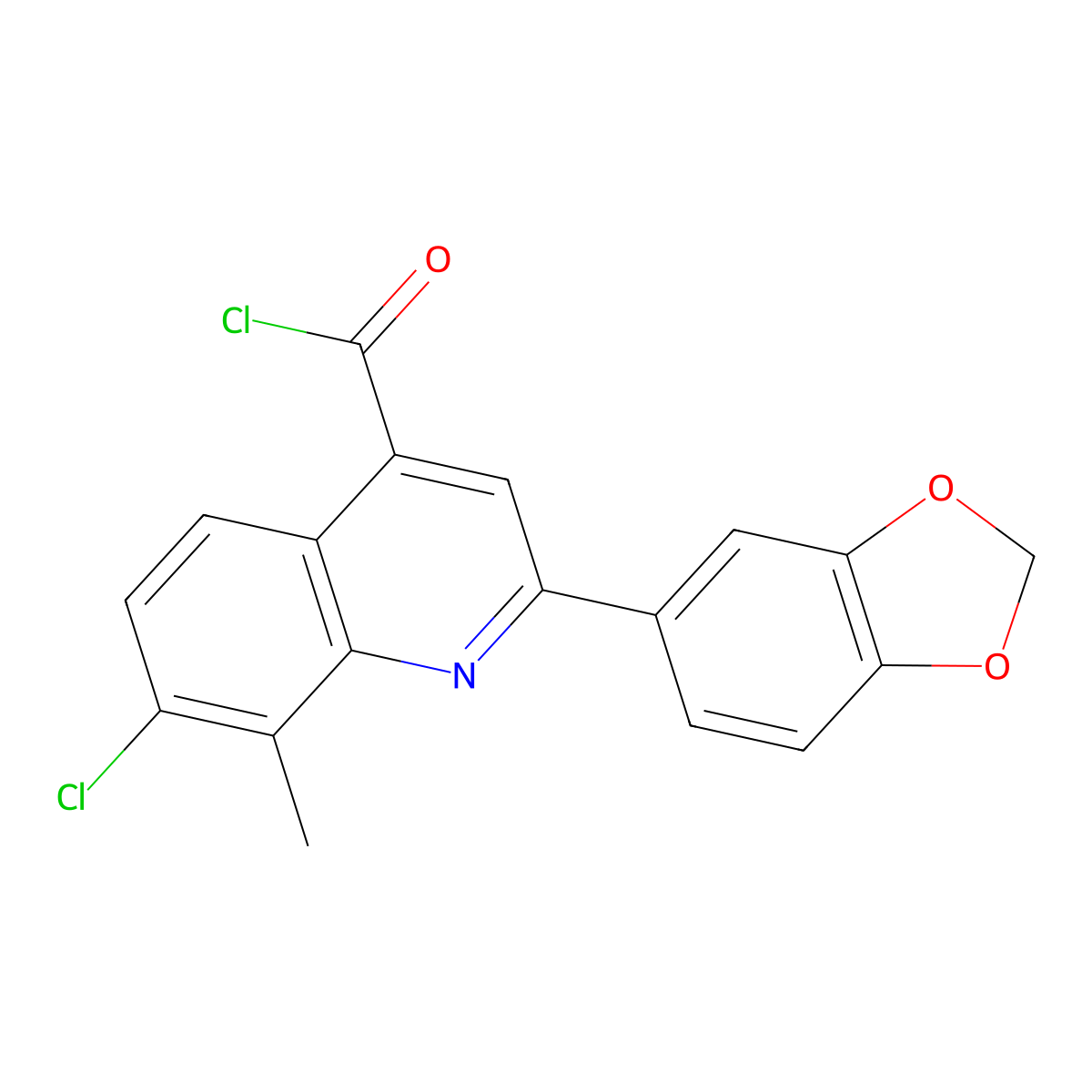 2-(1,3-Benzodioxol-5-YL)-7-chloro-8-methylquinoline-4-carbonyl chloride molecular structure, CAS 1160256-75-6