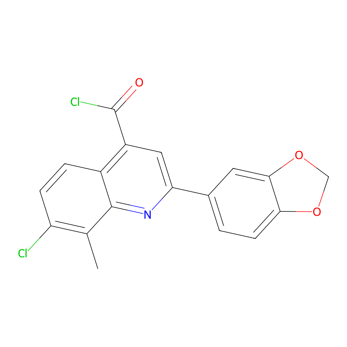 2-(1,3-Benzodioxol-5-YL)-7-chloro-8-methylquinoline-4-carbonyl chloride molecular structure, CAS 1160256-75-6