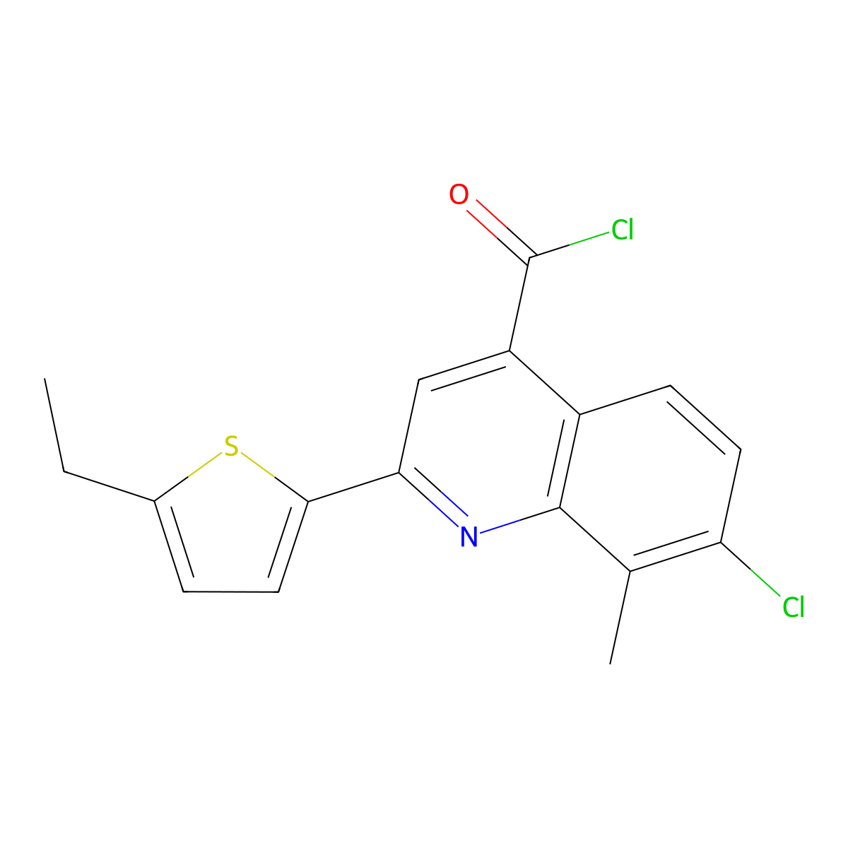 7-Chloro-2-(5-ethyl-2-thienyl)-8-methylquinoline-4-carbonyl chloride molecular structure, CAS 1160256-86-9