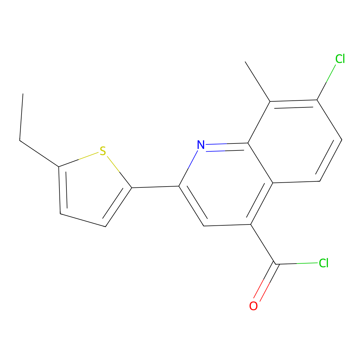 7-Chloro-2-(5-ethyl-2-thienyl)-8-methylquinoline-4-carbonyl chloride molecular structure, CAS 1160256-86-9