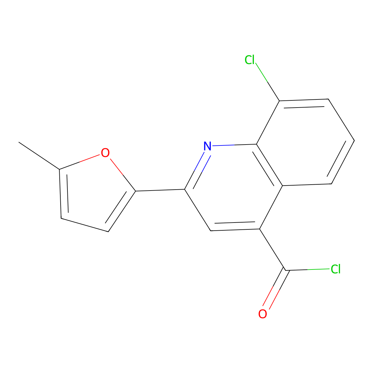 8-Chloro-2-(5-methyl-2-furyl)quinoline-4-carbonyl chloride molecular structure, CAS 1160256-88-1