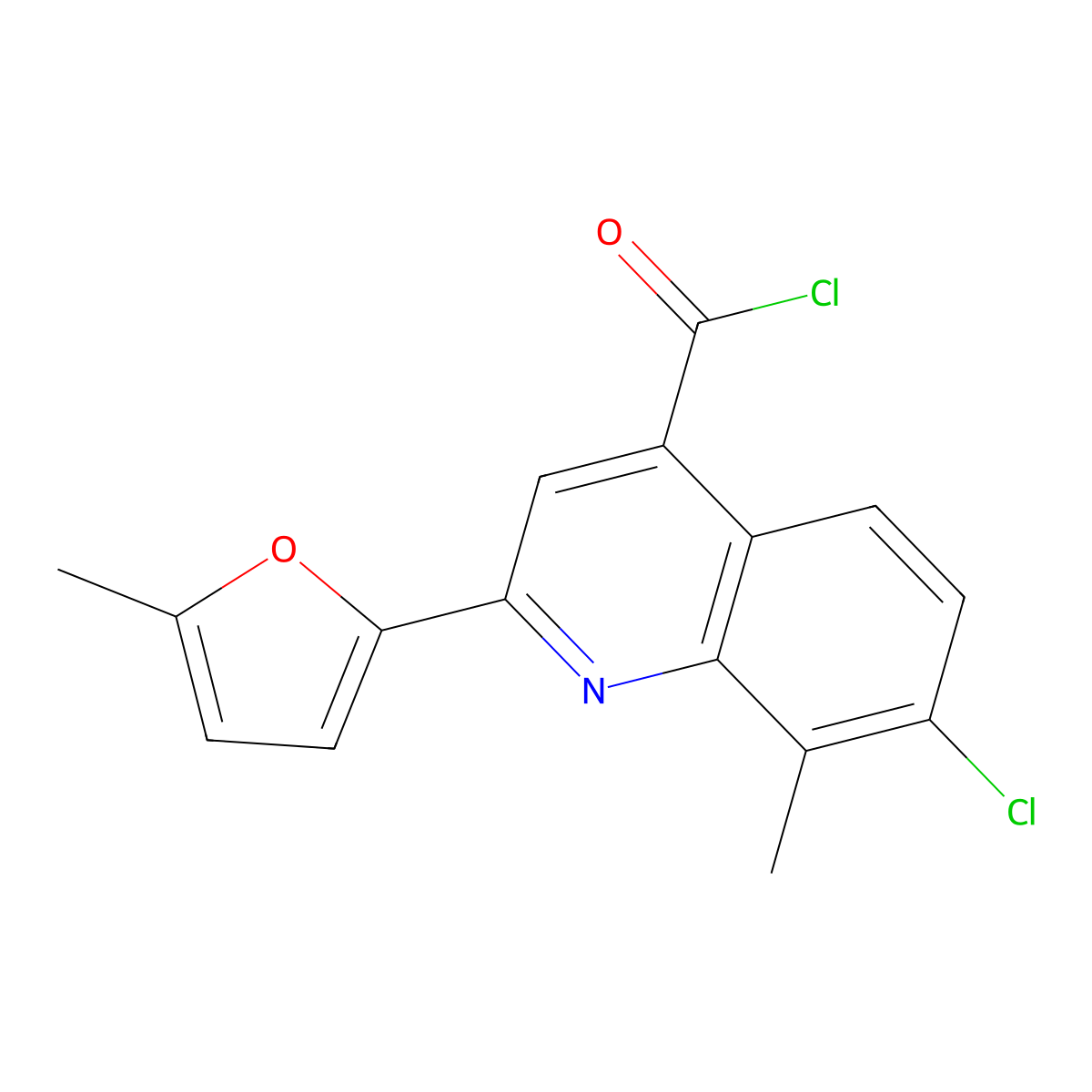 7-Chloro-8-methyl-2-(5-methyl-2-furyl)quinoline-4-carbonyl chloride molecular structure, CAS 1160256-90-5