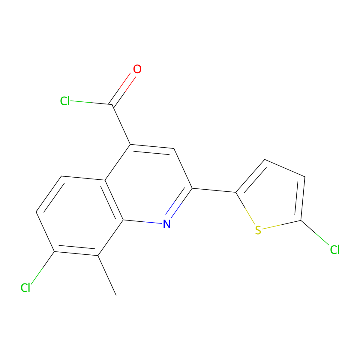 7-Chloro-2-(5-chloro-2-thienyl)-8-methylquinoline-4-carbonyl chloride molecular structure, CAS 1160256-94-9