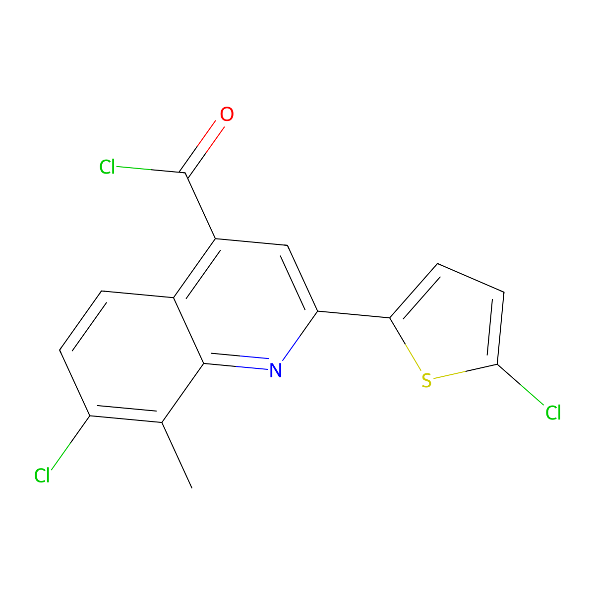 7-Chloro-2-(5-chloro-2-thienyl)-8-methylquinoline-4-carbonyl chloride molecular structure, CAS 1160256-94-9