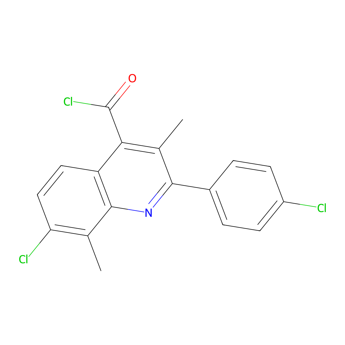 7-Chloro-2-(4-chlorophenyl)-3,8-dimethylquinoline-4-carbonyl chloride molecular structure, CAS 1160257-06-6