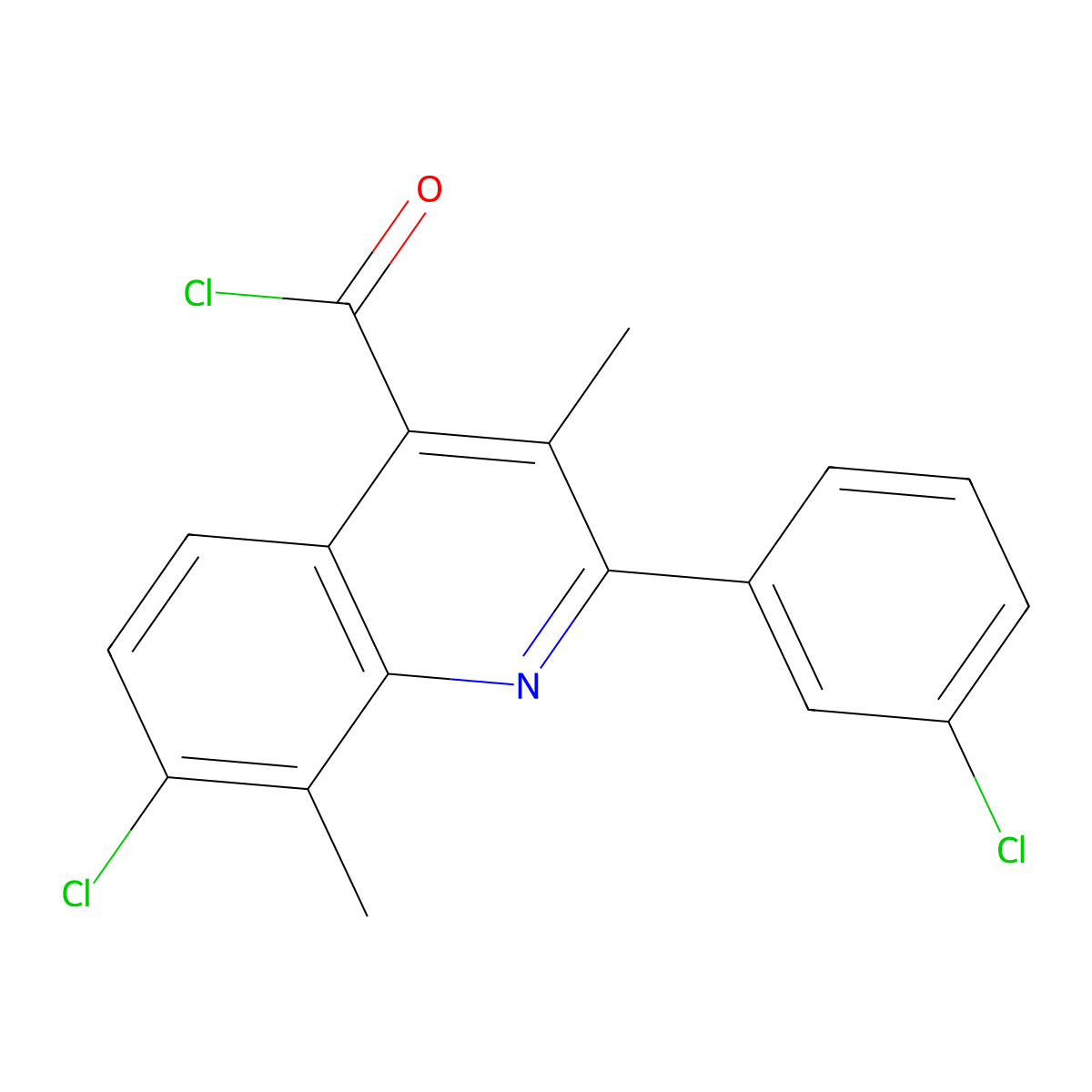 7-Chloro-2-(3-chlorophenyl)-3,8-dimethylquinoline-4-carbonyl chloride molecular structure, CAS 1160257-10-2