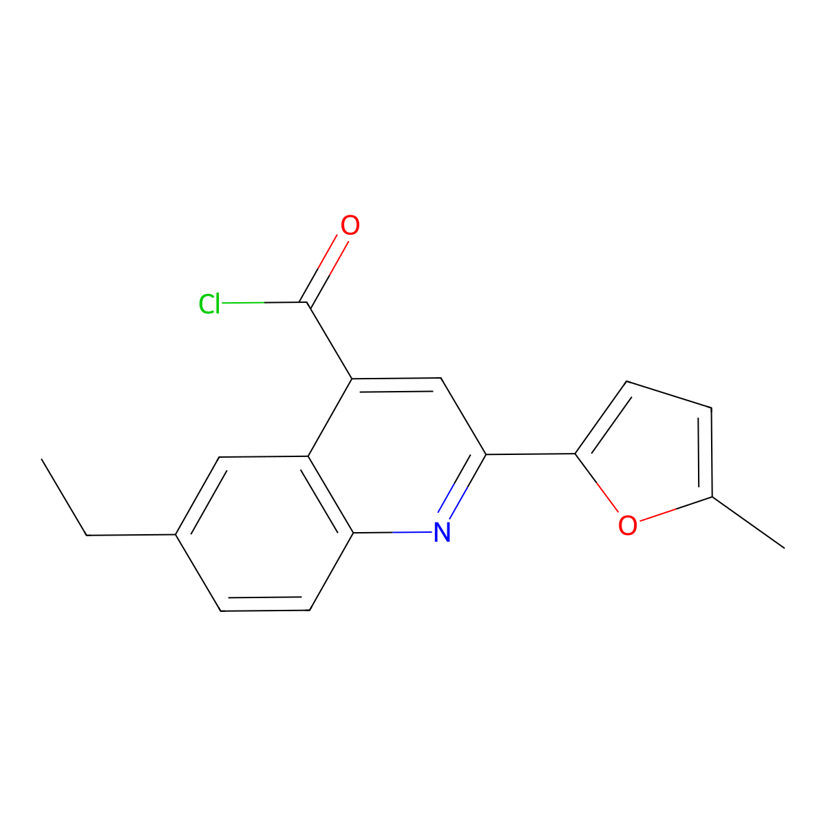 6-Ethyl-2-(5-methyl-2-furyl)quinoline-4-carbonyl chloride molecular structure, CAS 1160257-12-4