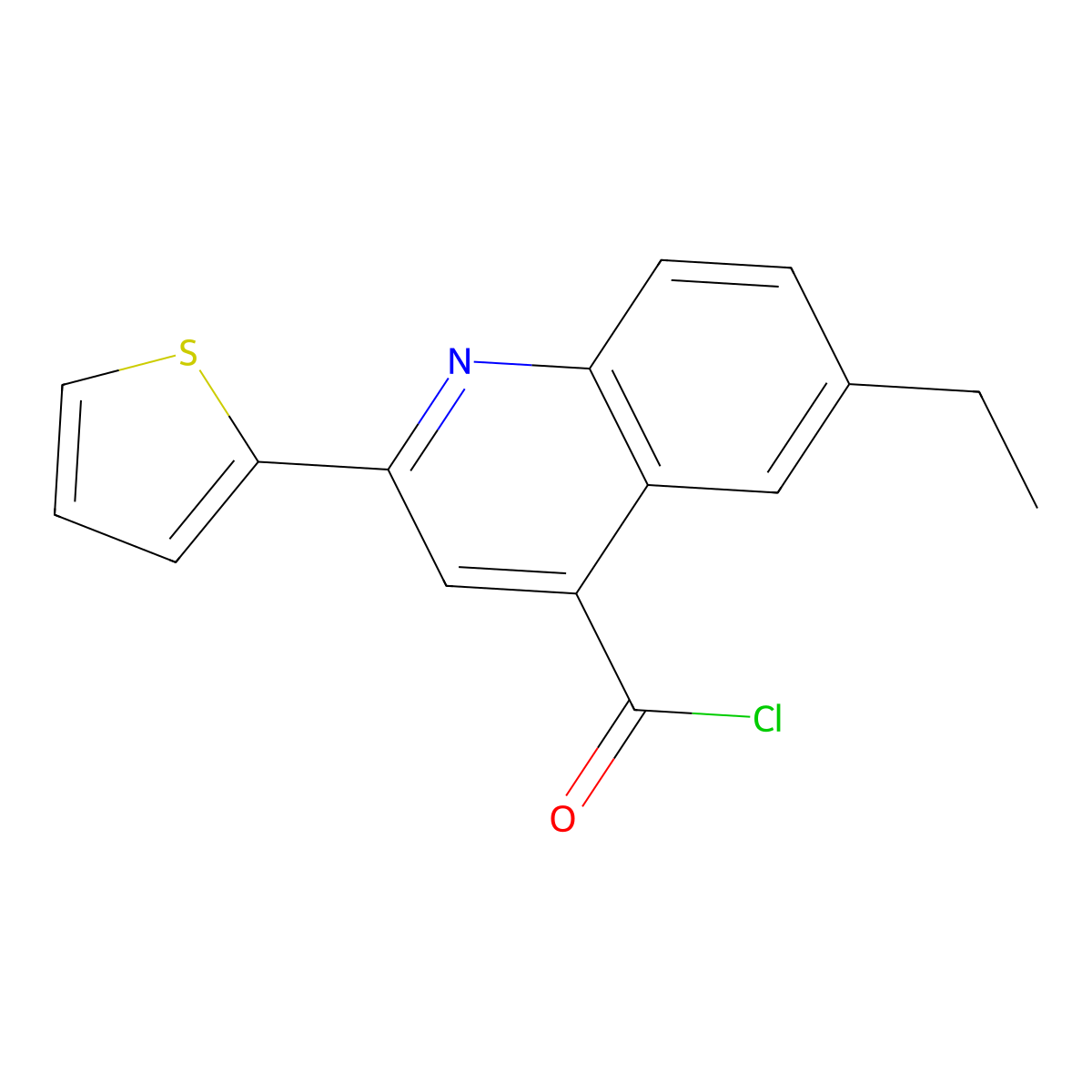 6-Ethyl-2-(2-thienyl)quinoline-4-carbonyl chloride molecular structure, CAS 1160257-14-6