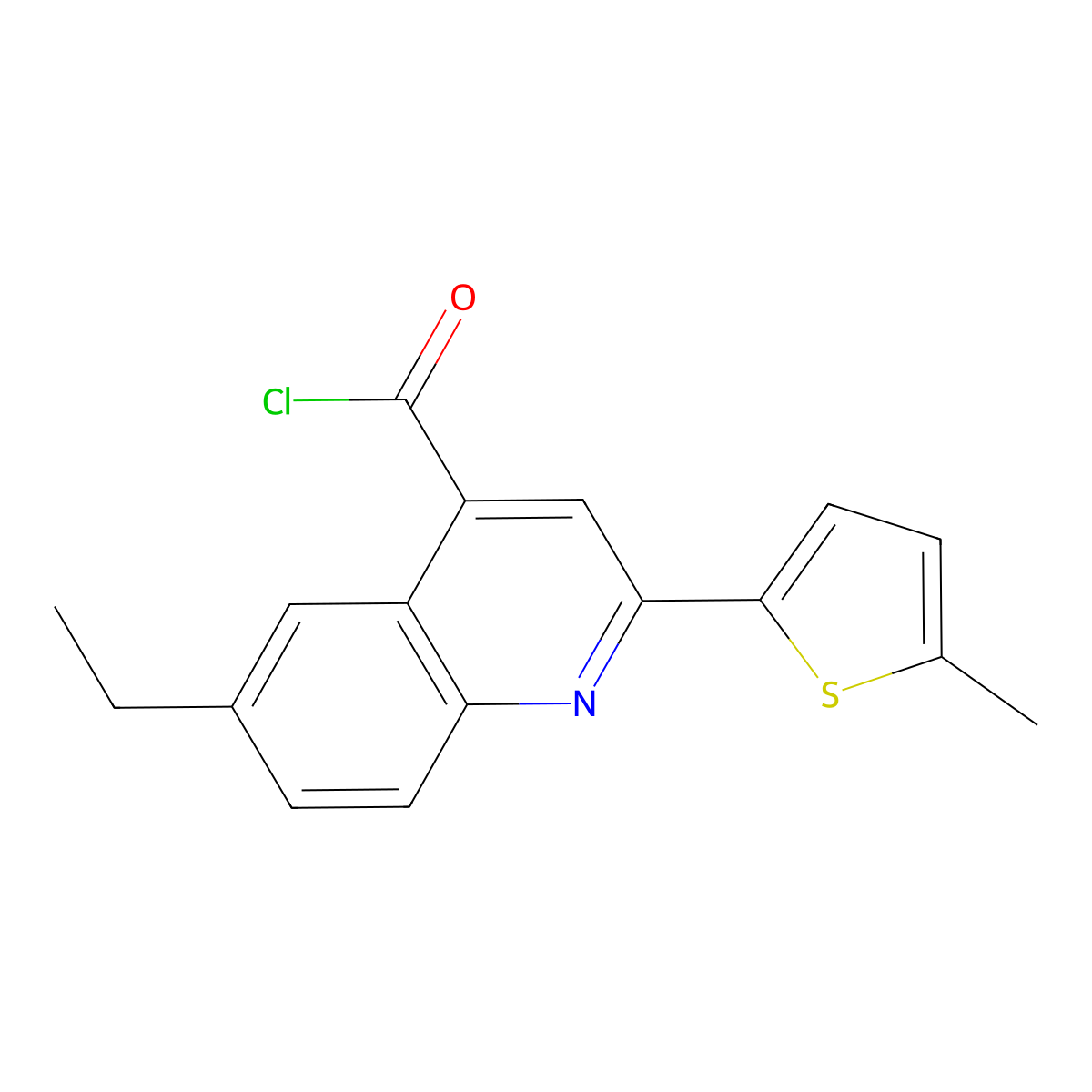 6-Ethyl-2-(5-methyl-2-thienyl)quinoline-4-carbonyl chloride molecular structure, CAS 1160257-16-8