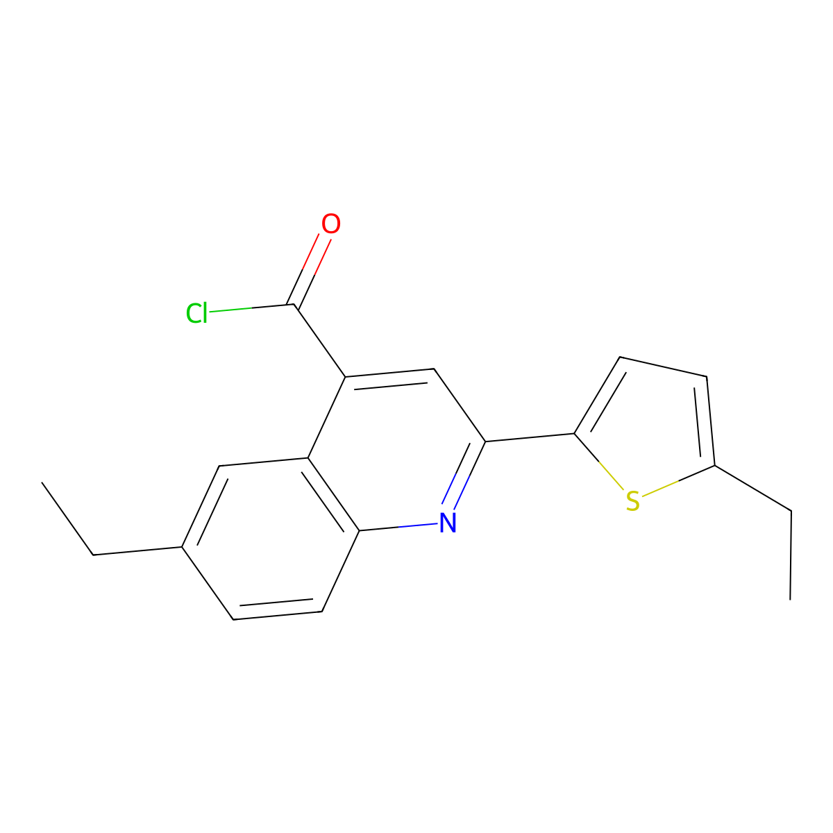 6-Ethyl-2-(5-ethyl-2-thienyl)quinoline-4-carbonyl chloride molecular structure, CAS 1160257-18-0