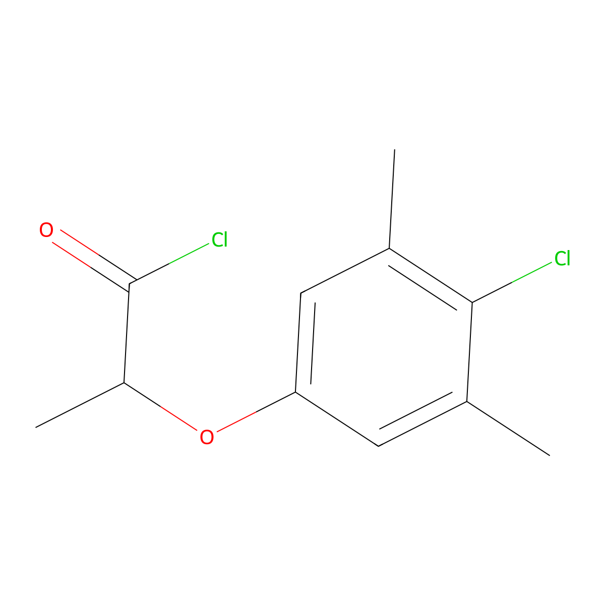 2-(4-Chloro-3,5-dimethylphenoxy)propanoyl chloride molecular structure, CAS 1160257-38-4