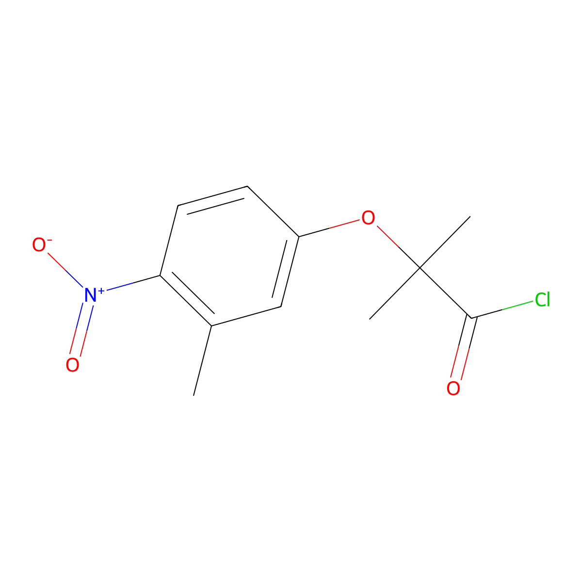 2-Methyl-2-(3-methyl-4-nitrophenoxy)propanoyl chloride molecular structure, CAS 1160257-76-0