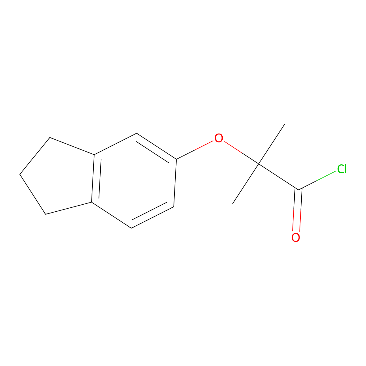2-(2,3-Dihydro-1H-inden-5-yloxy)-2-methylpropanoyl chloride molecular structure, CAS 1160257-88-4
