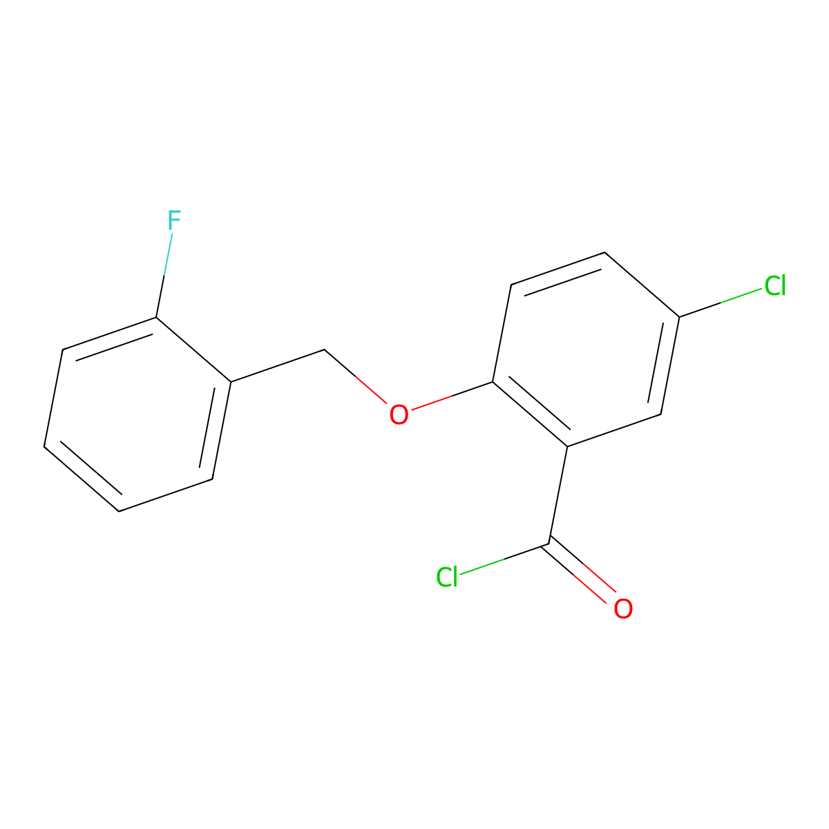 5-Chloro-2-[(2-fluorobenzyl)oxy]benzoyl chloride molecular structure, CAS 1160260-12-7