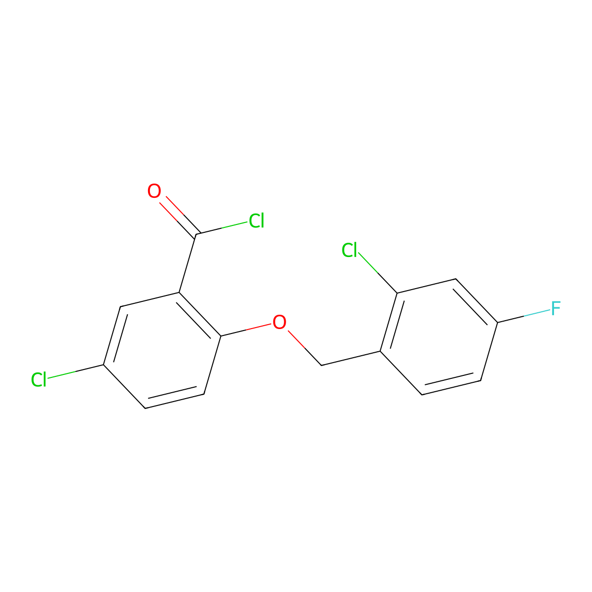 5-Chloro-2-[(2-chloro-4-fluorobenzyl)oxy]benzoyl chloride molecular structure, CAS 1160260-39-8