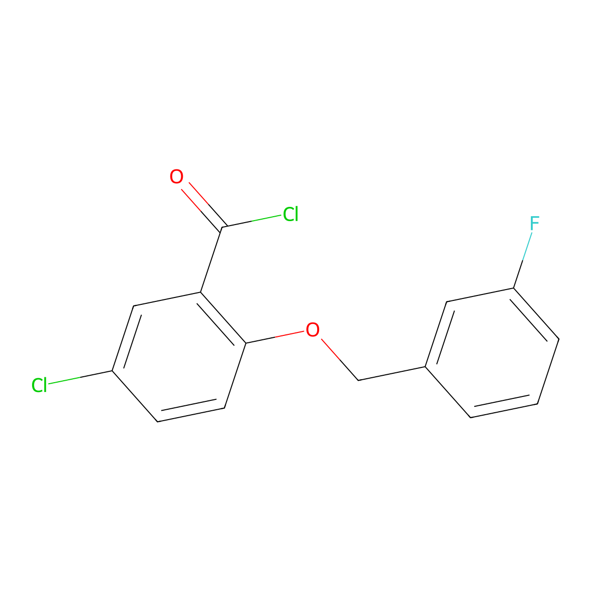 5-Chloro-2-[(3-fluorobenzyl)oxy]benzoyl chloride molecular structure, CAS 1160260-46-7