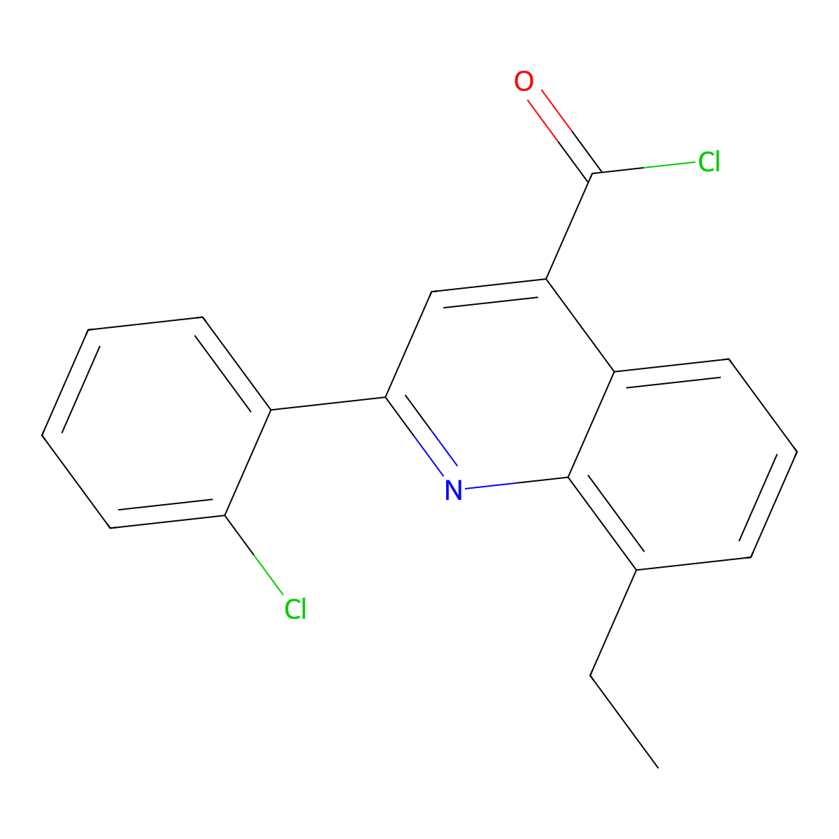 2-(2-Chlorophenyl)-8-ethylquinoline-4-carbonyl chloride molecular structure, CAS 1160261-20-0