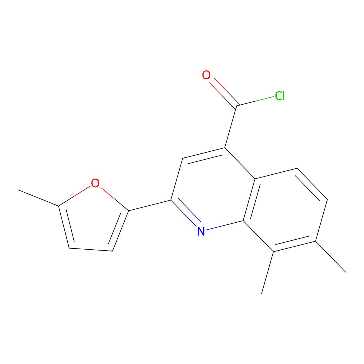 7,8-Dimethyl-2-(5-methyl-2-furyl)quinoline-4-carbonyl chloride molecular structure, CAS 1160261-36-8