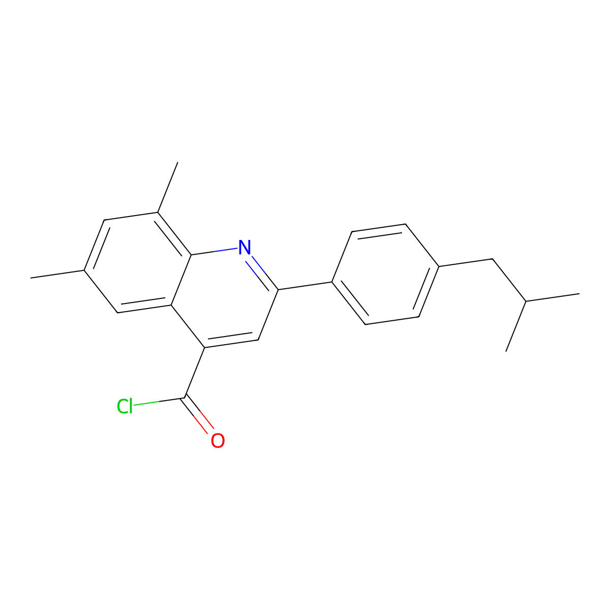 2-(4-Isobutylphenyl)-6,8-dimethylquinoline-4-carbonyl chloride molecular structure, CAS 1160262-72-5