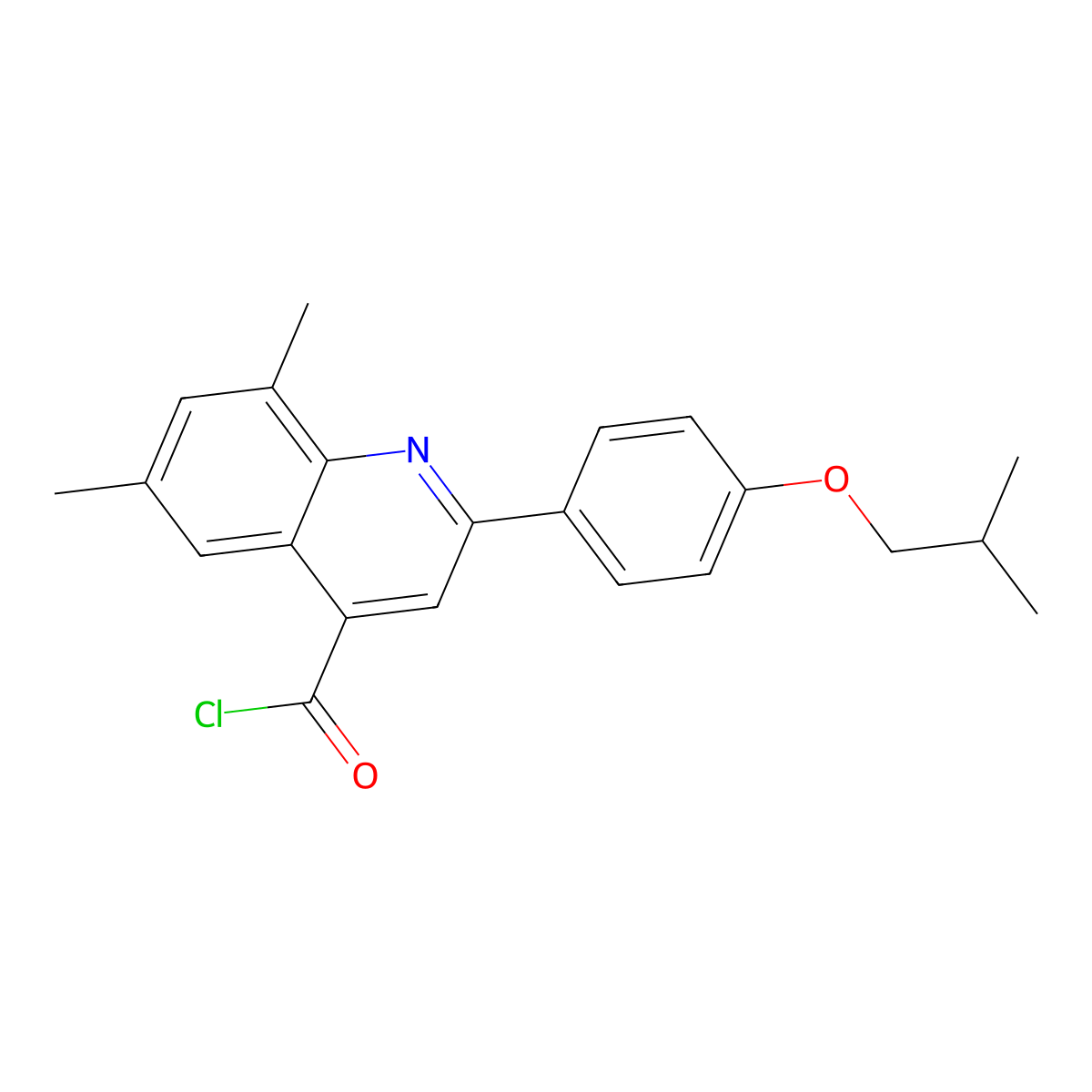 2-(4-Isobutoxyphenyl)-6,8-dimethylquinoline-4-carbonyl chloride molecular structure, CAS 1160262-94-1