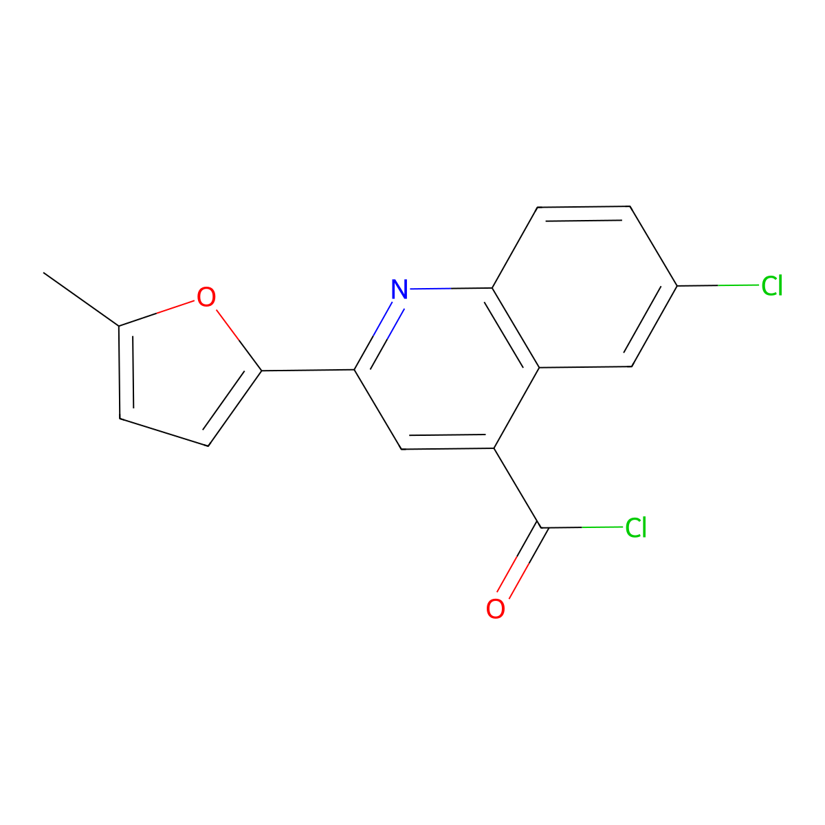 6-Chloro-2-(5-methyl-2-furyl)quinoline-4-carbonyl chloride molecular structure, CAS 1160263-04-6