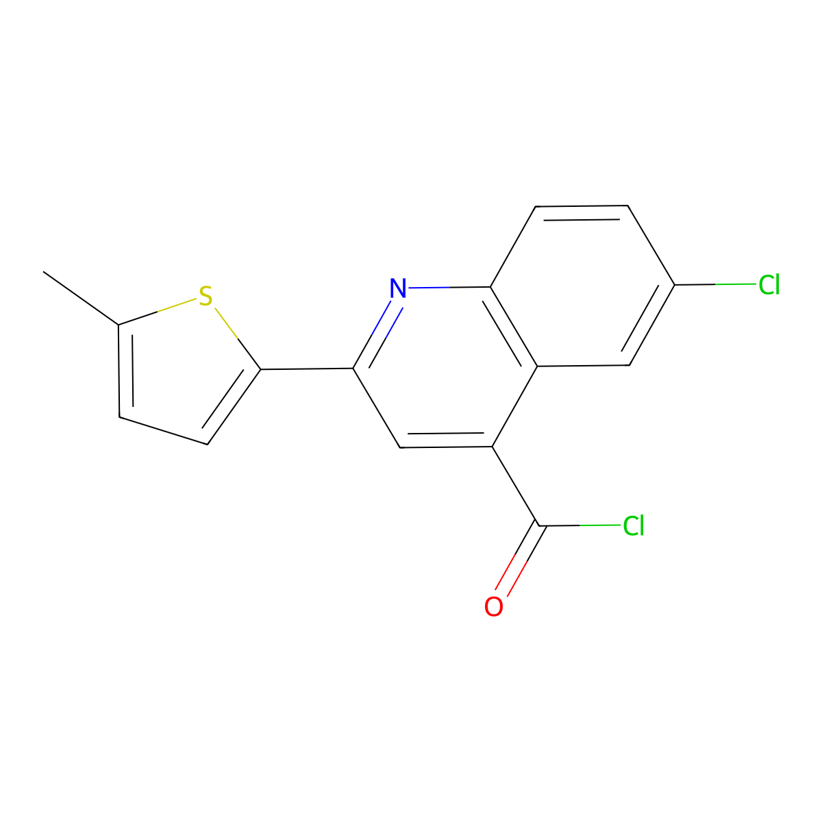 6-Chloro-2-(5-methyl-2-thienyl)quinoline-4-carbonyl chloride molecular structure, CAS 1160263-07-9