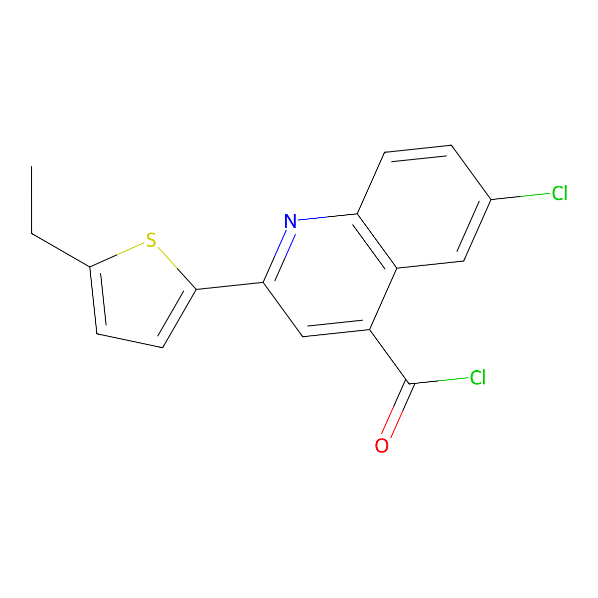 6-Chloro-2-(5-ethyl-2-thienyl)quinoline-4-carbonyl chloride molecular structure, CAS 1160263-09-1