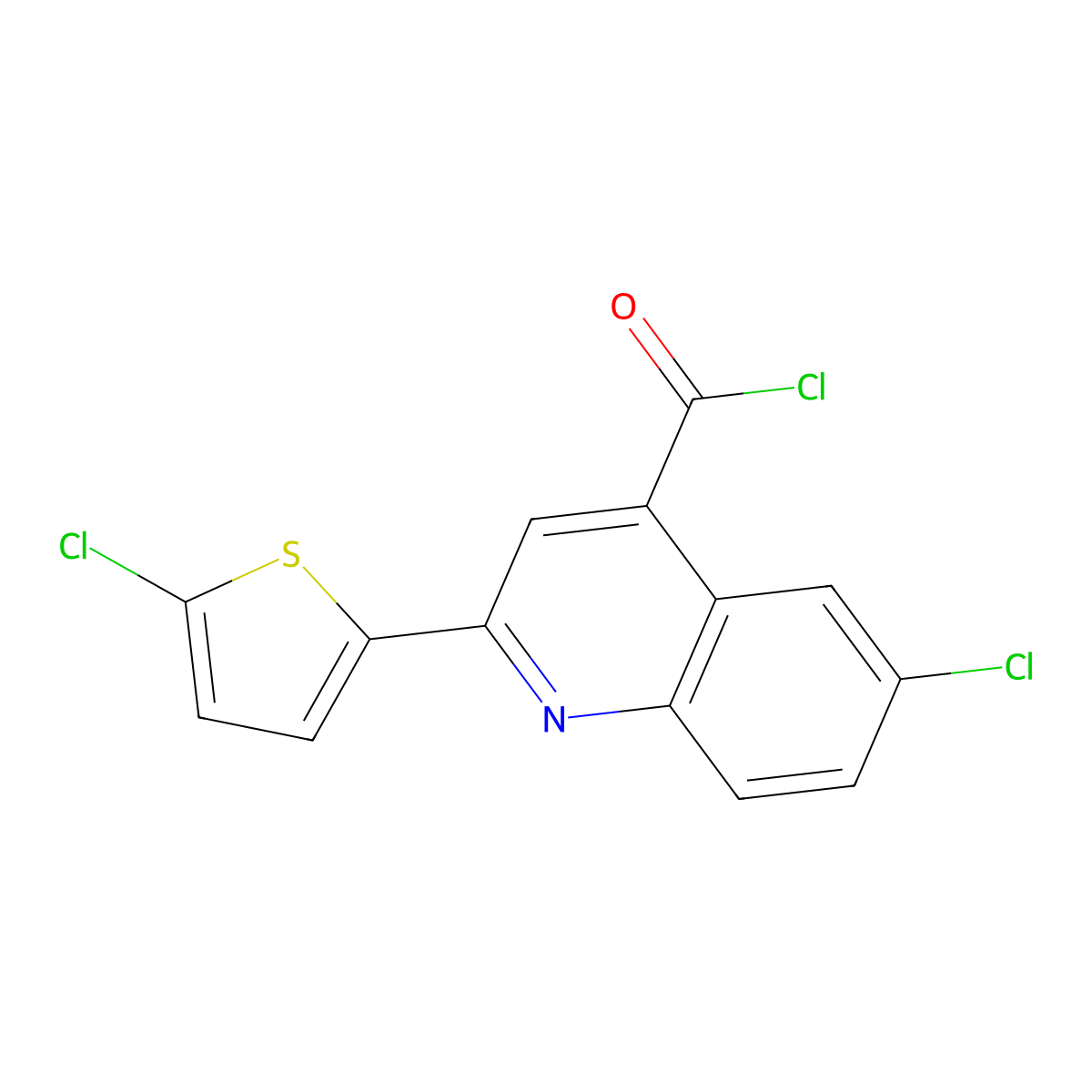 6-Chloro-2-(5-chloro-2-thienyl)quinoline-4-carbonyl chloride molecular structure, CAS 1160263-10-4