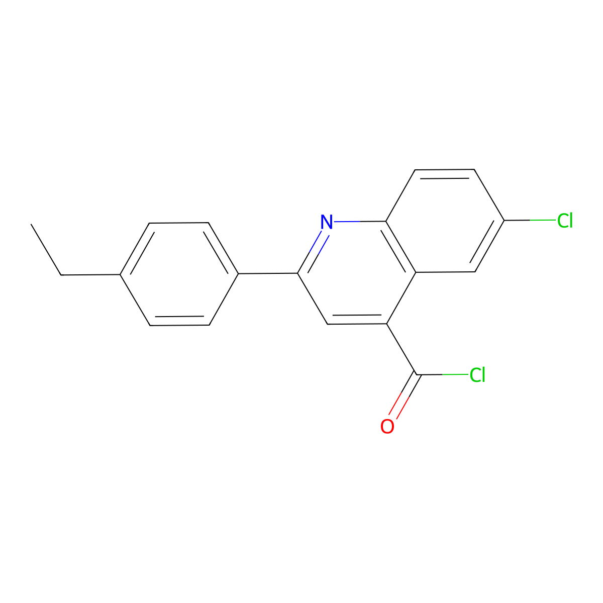 6-Chloro-2-(4-ethylphenyl)quinoline-4-carbonyl chloride molecular structure, CAS 1160263-16-0