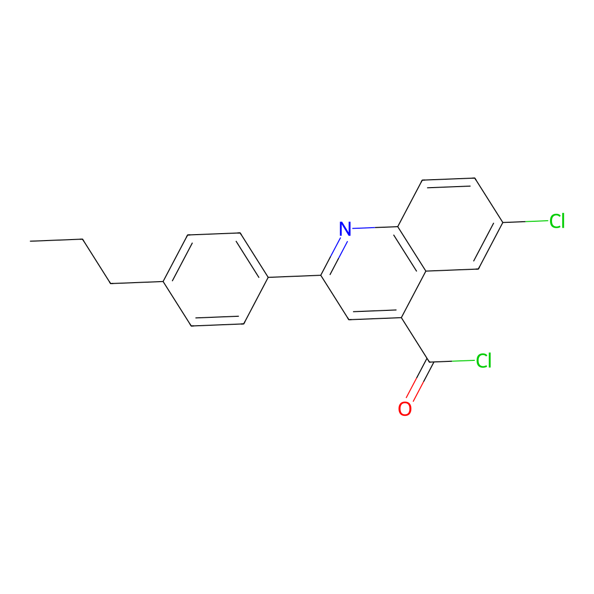 6-Chloro-2-(4-propylphenyl)quinoline-4-carbonyl chloride molecular structure, CAS 1160263-17-1