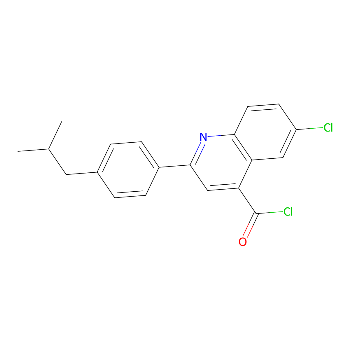 6-Chloro-2-(4-isobutylphenyl)quinoline-4-carbonyl chloride molecular structure, CAS 1160263-20-6