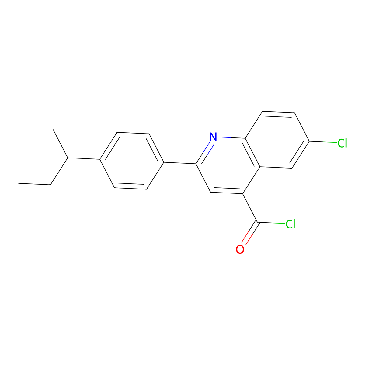 2-(4-Sec-butylphenyl)-6-chloroquinoline-4-carbonyl chloride molecular structure, CAS 1160263-23-9