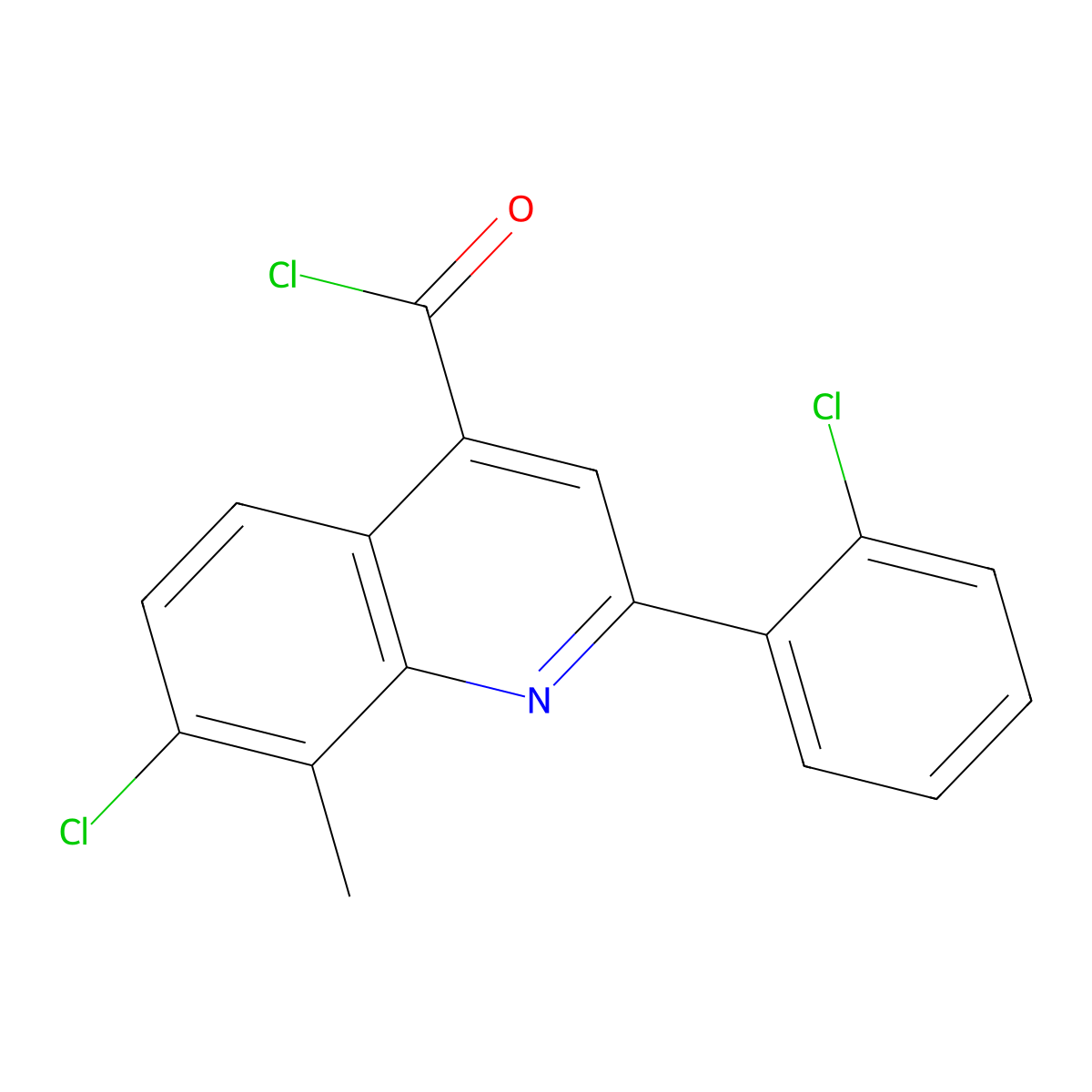 7-Chloro-2-(2-chlorophenyl)-8-methylquinoline-4-carbonyl chloride molecular structure, CAS 1160263-60-4