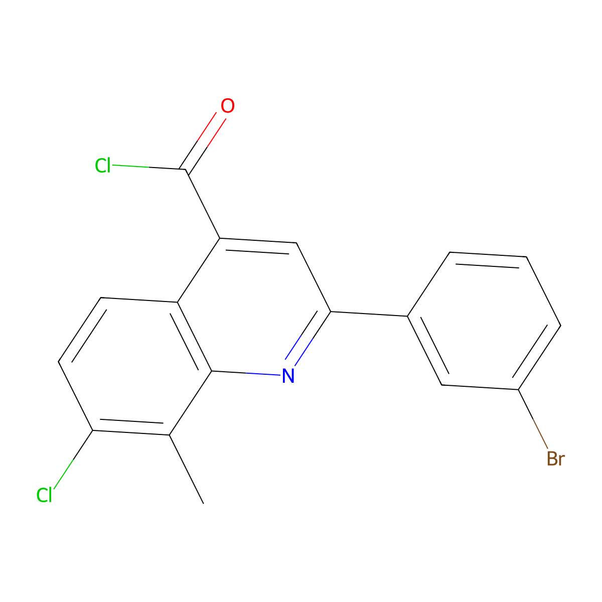 2-(3-Bromophenyl)-7-chloro-8-methylquinoline-4-carbonyl chloride molecular structure, CAS 1160263-64-8