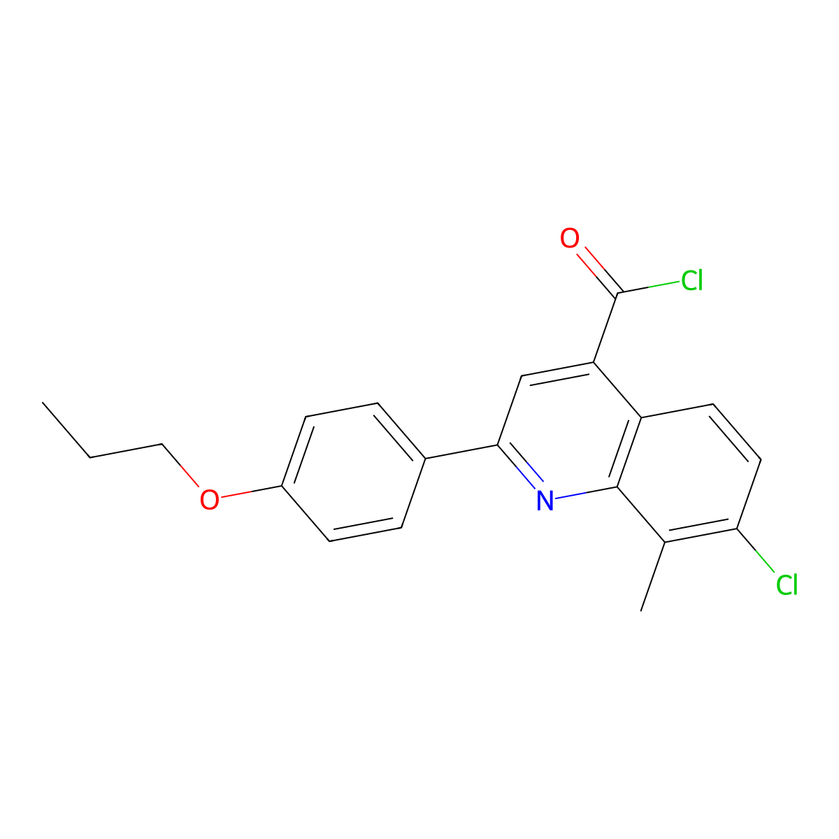 7-Chloro-8-methyl-2-(4-propoxyphenyl)quinoline-4-carbonyl chloride molecular structure, CAS 1160263-78-4