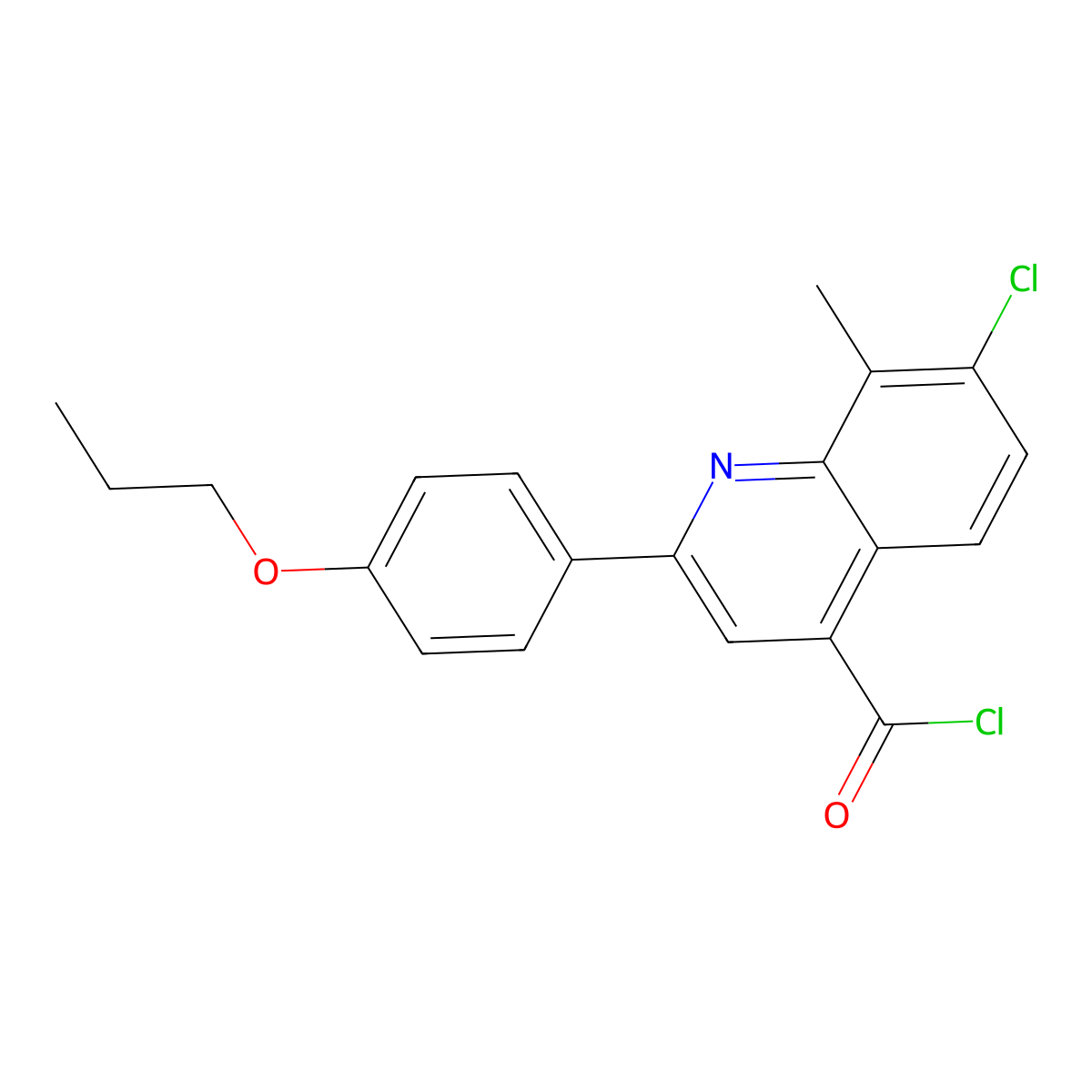 7-Chloro-8-methyl-2-(4-propoxyphenyl)quinoline-4-carbonyl chloride molecular structure, CAS 1160263-78-4