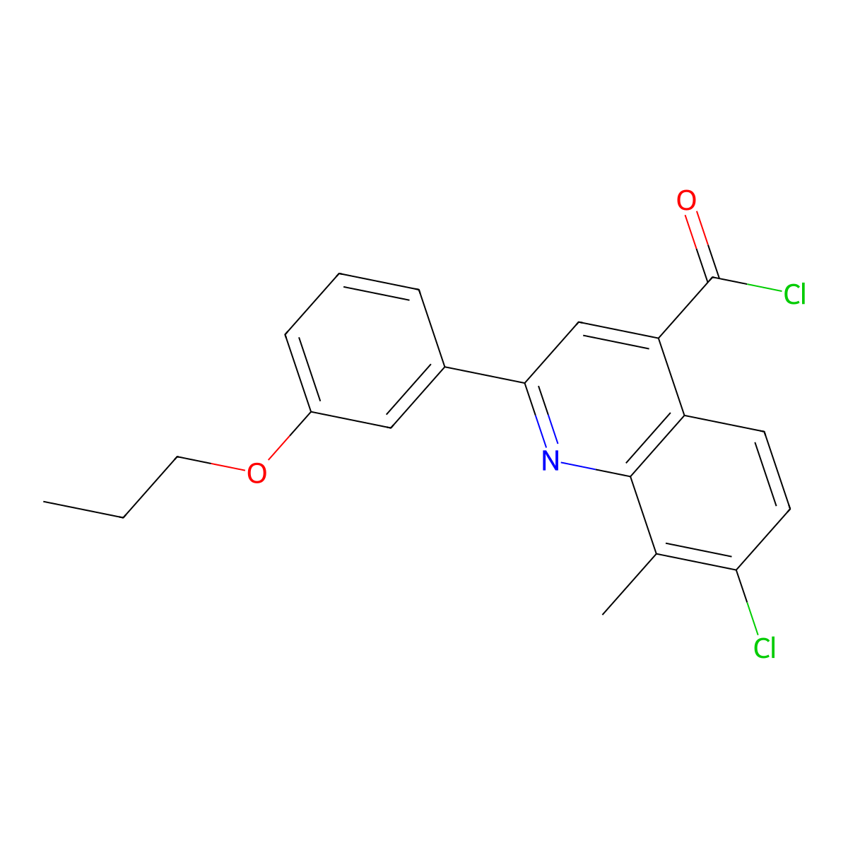 7-Chloro-8-methyl-2-(3-propoxyphenyl)quinoline-4-carbonyl chloride molecular structure, CAS 1160263-80-8
