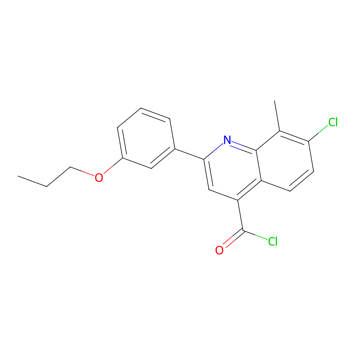 7-Chloro-8-methyl-2-(3-propoxyphenyl)quinoline-4-carbonyl chloride molecular structure, CAS 1160263-80-8