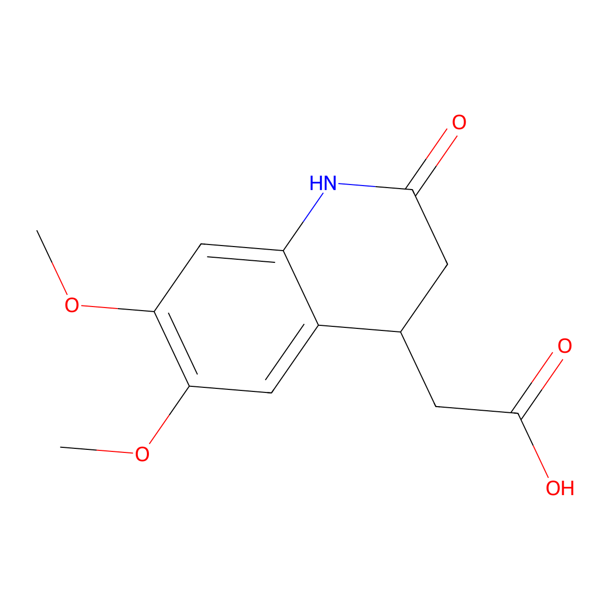 1,2,3,4-Tetrahydro-6,7-dimethoxy-2-oxo-4-quinolineacetic acid molecular structure, CAS 1160264-02-7