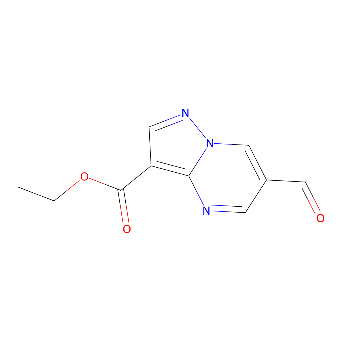 Ethyl 6-formylpyrazolo(1,5-a)pyrimidine-3-carboxylate molecular structure, CAS 1160264-04-9
