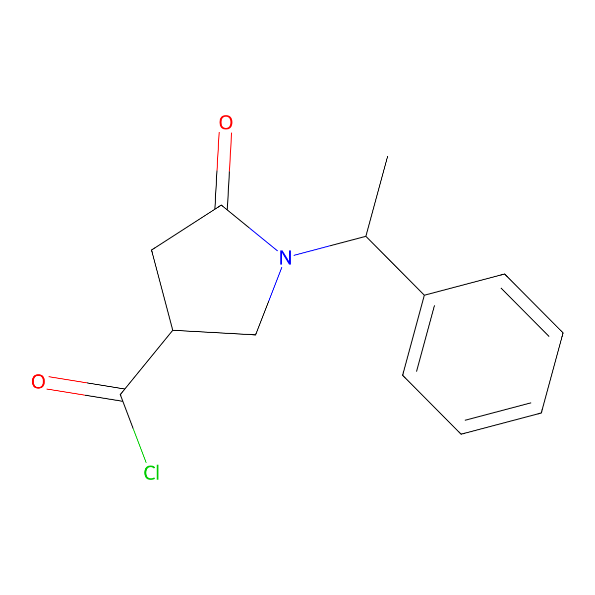5-Oxo-1-(1-phenylethyl)pyrrolidine-3-carbonyl chloride molecular structure, CAS 1160264-09-4