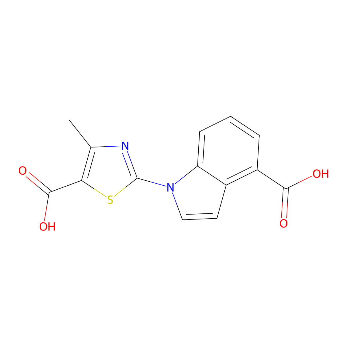1-(5-Carboxy-4-methyl-1,3-thiazol-2-YL)-1H-indole-4-carboxylic acid molecular structure, CAS 1160264-33-4